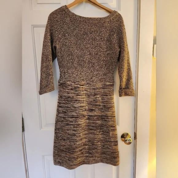 Maggy London merino wool blend sweater dress brown size large classic cozy - Picture 2 of 8